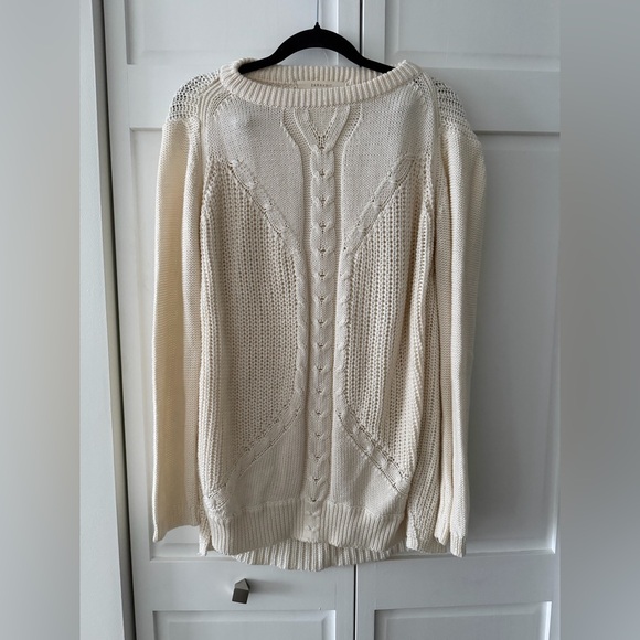 Like new Zara Knit Cream Cable Sweater L Oversized Chunky Boho - Picture 2 of 10
